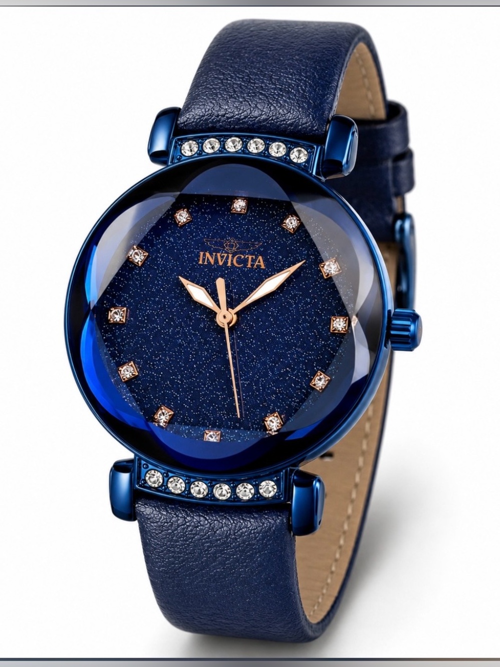 Invicta Celestial Women's Watch - 34mm, Blue (70332) Genuine Leather Strap